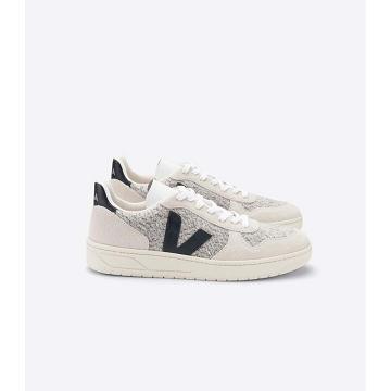 Women's Veja V-10 FLANNEL Sneakers White/Black | SG 643ZUT